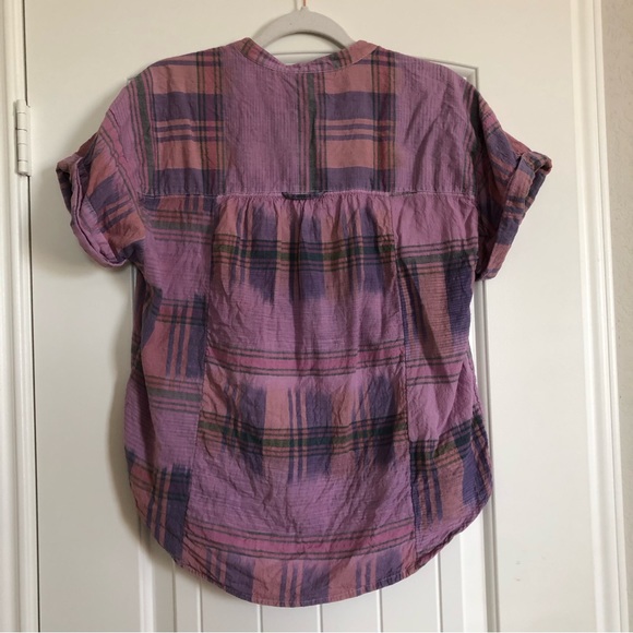 Pilcro plaid cotton popover blouse size medium - Picture 2 of 6